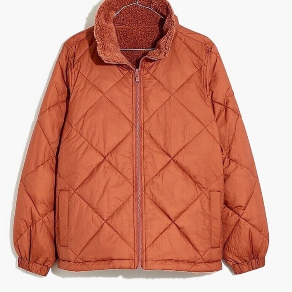 Madewell Reversible Puffer Jacket in Rust, XS